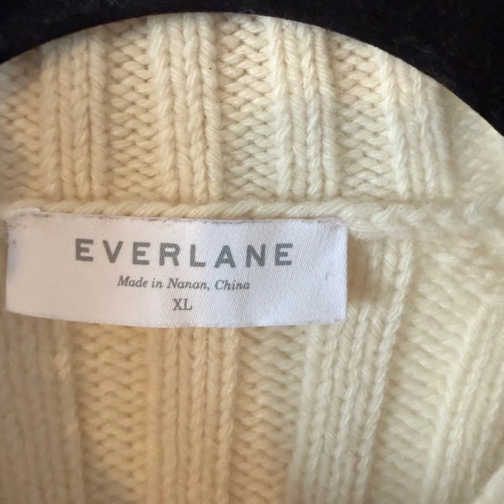 Everlane Cream Cable Knit Turtleneck Sweater Size XL 92% Wool 8% Cashmere EUC - Picture 5 of 6